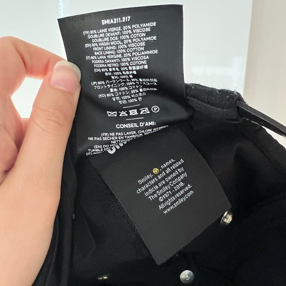 Ami Paris Smiley Cap Felt Black - NWOT, UNISEX